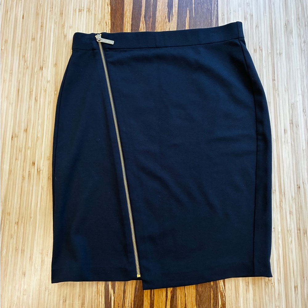 MICHAEL Michael Kors Black Skirt with Diagonal Gold Zip